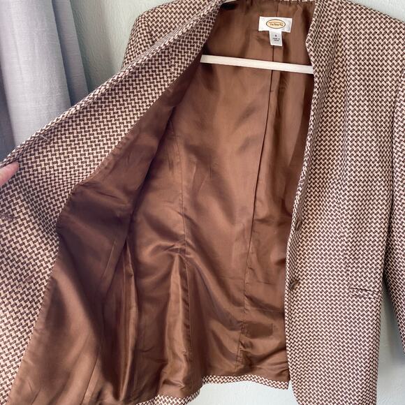 Vintage Talbots Houndstooth Brown Fitted Blazer Women's Size 6 - Picture 13 of 13